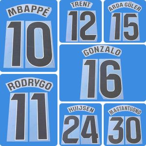 Football Idol Numbers 2025-26 Real Madrid Home MBAPPE Football Jersey Number TRENT Team numbers and names ARDA GULER