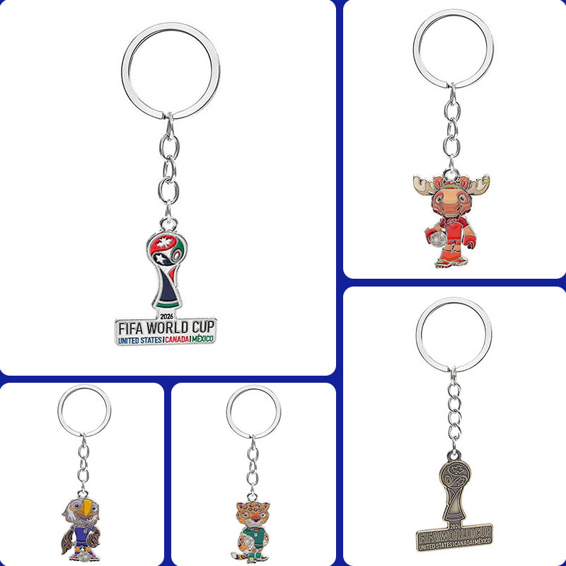 America Football Keychain 2026 World Cup Mexico Santos Metal Football Pendant Canada Commemorative Paint Pendant Brazil