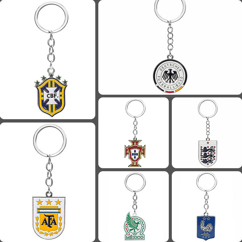 Argentina Football Keychain 2026 World Cup Brazil Santos Metal Football Pendant Mexico Commemorative Paint Pendant Germany