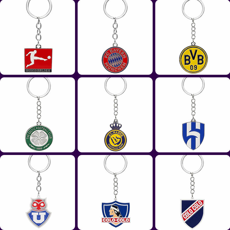 Bayern Football Keychain Dortmund Metal Football Pendant Al Nassr Commemorative Paint Pendant Colo Colo