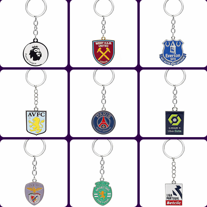 Everton Football Keychain PSG Paris Metal Football Pendant Benfica Commemorative Paint Pendant Sporting CP Lisbon