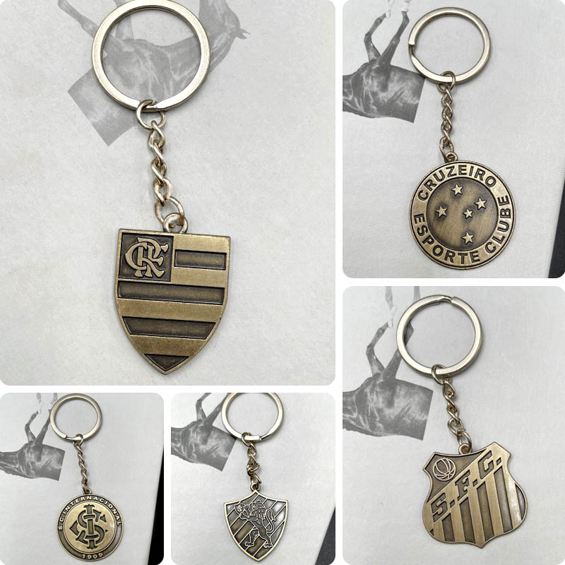 Flamengo Football Keychain Cruzeiro Metal Football Pendant Santos Commemorative Pendant Internacional