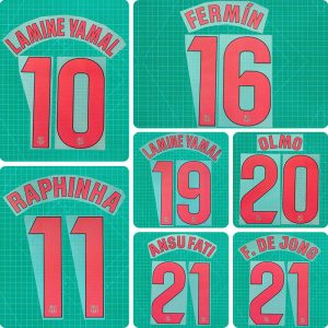 Football Idol Numbers 2024-25 Barcelona Away LAMINE YAMAL Football Jersey Number OLMO Team numbers and names RAPHINHA