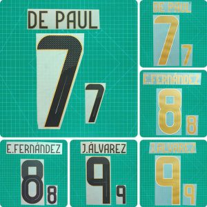 Football Idol Numbers 2024 Argentina Home J.ALVAREZ Football Jersey Number DE PAUL Team numbers and names