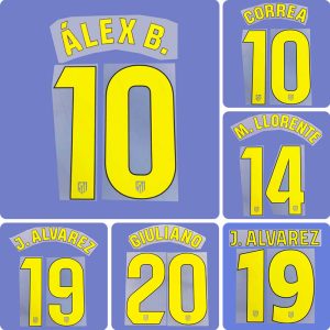 Football Idol Numbers 2025-26 Atletico Madrid Away ALEX B. Football Jersey Number J. ALVAREZ Team numbers and names