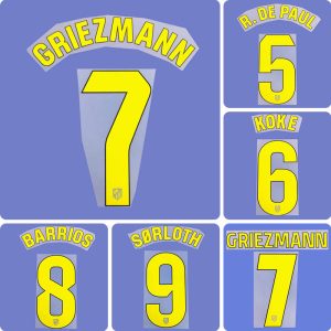 Football Idol Numbers 2025-26 Atletico Madrid Away GRIEZMANN Football Jersey Number BARRIOS Team numbers and names SORLOTH