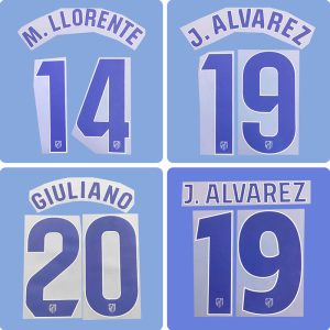 Football Idol Numbers 2025-26 Atletico Madrid Home ALEX B. Football Jersey Number J. ALVAREZ Team numbers and names