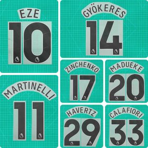 Football Idol Numbers 24-26 Arsenal Away EZE Football Jersey Number MARTINELLI Team numbers and names