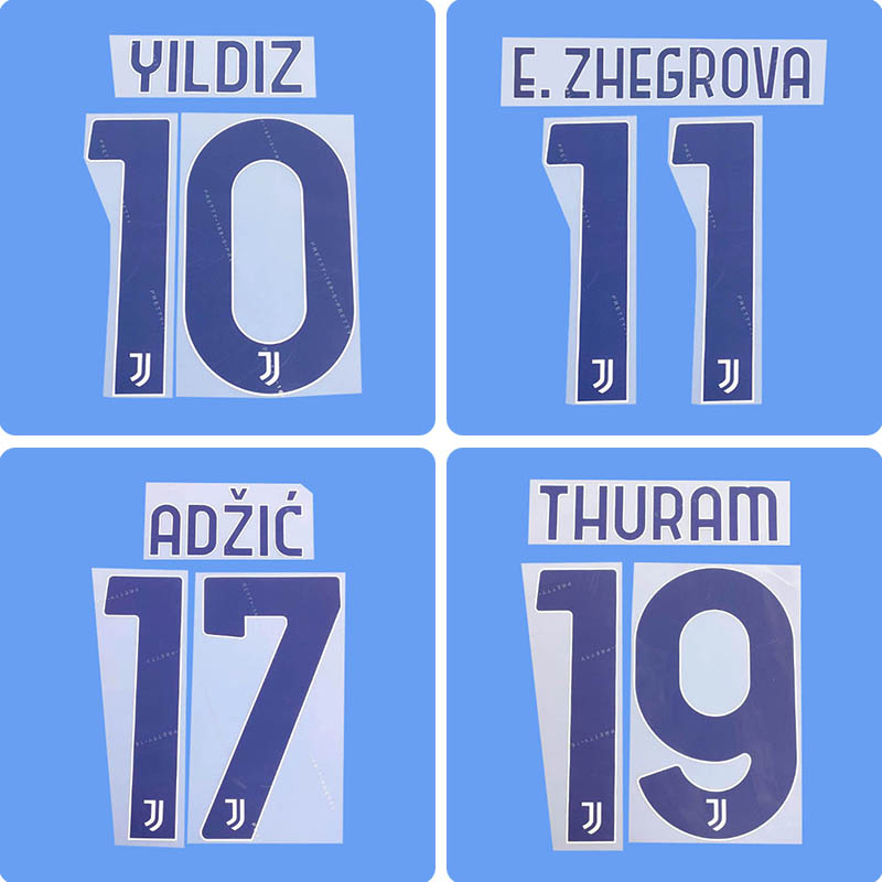 Football Idol Numbers 24-26 Juventus Away YILDIZ Football Jersey Number E. ZHEGROVA Team numbers and names