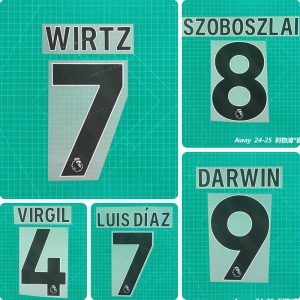 Football Idol Numbers 24-26 Liverpool Away WIRTZ Football Jersey Number VIRGIL Team numbers and names