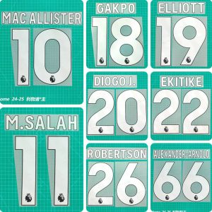 Football Idol Numbers 24-26 Liverpool Home MAC ALLISTER Football Jersey Number M.SALAH Team numbers and names
