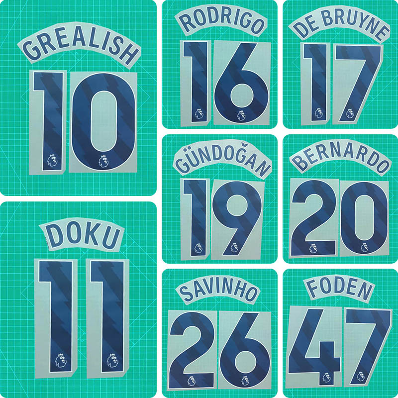 Football Idol Numbers 24-26 Manchester City Away CHERKI Football Jersey Number DOKU Team numbers and names