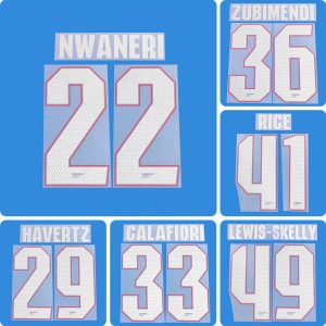 Football Idol Numbers 25-26 Arsenal Away NWANERI Football Jersey Number RICE Team numbers and names