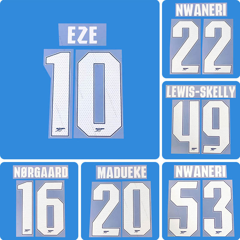 Football Idol Numbers 25-26 Arsenal Home EZE Football Jersey Number MADUEKE Team numbers and names