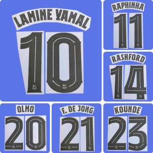 Football Idol Numbers 25-26 Barcelona Away LAMINE YAMAL Football Jersey Number RAPHINHA Team numbers and names