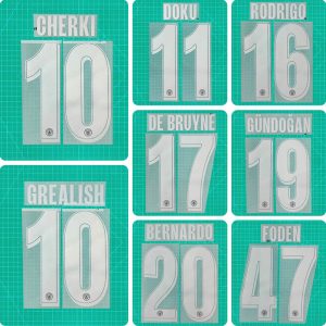 Football Idol Numbers 25-26 Manchester City Away CHERKI Football Jersey Number DOKU Team numbers and names