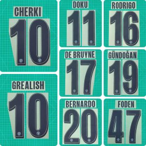 Football Idol Numbers 25-26 Manchester City Home CHERKI Football Jersey Number DOKU Team numbers and names