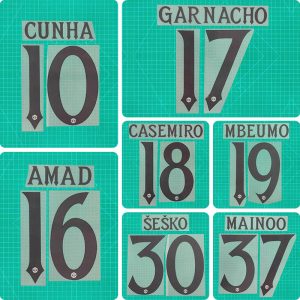 Football Idol Numbers 25-26 Manchester United Away CUNHA Football Jersey Number MBEUMO Team numbers and names