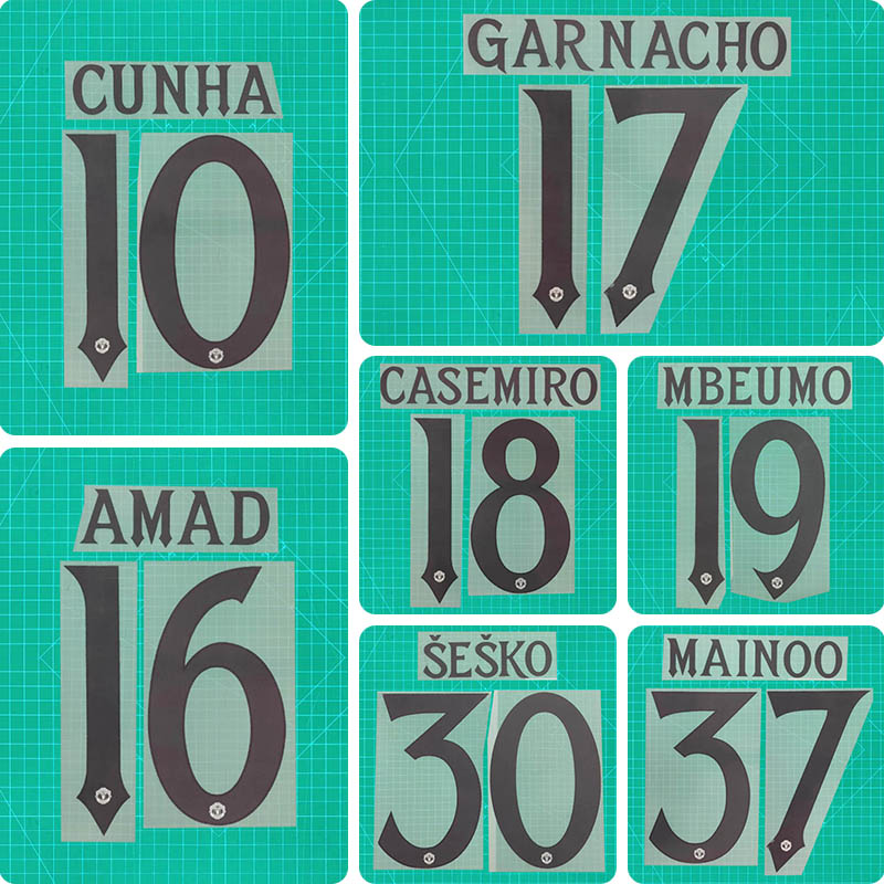 Football Idol Numbers 25-26 Manchester United Away CUNHA Football Jersey Number MBEUMO Team numbers and names