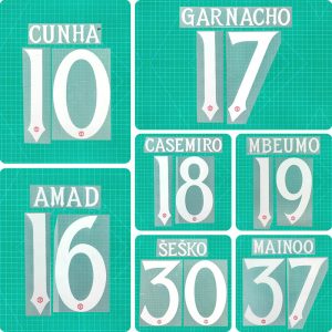 Football Idol Numbers 25-26 Manchester United Home CUNHA Football Jersey Number GARNACHO Team numbers and names