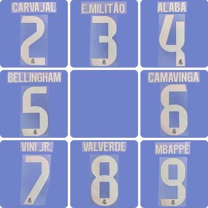 Football Idol Numbers 25-26 Real Madrid Away BELLINGHAM Football Jersey Number VINI JR Team numbers and names MBAPPE