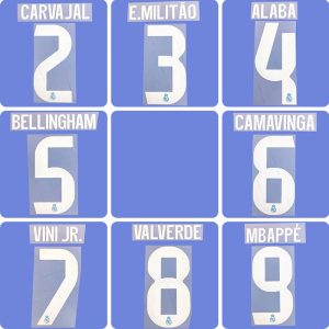 Football Idol Numbers 25-26 Real Madrid Away II MBAPPE Football Jersey Number BELLINGHAM Team numbers and names