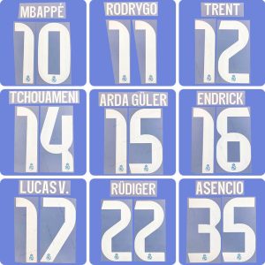 Football Idol Numbers 25-26 Real Madrid Away II MBAPPE Football Jersey Number RODRYGO Team numbers and names VALLEJO
