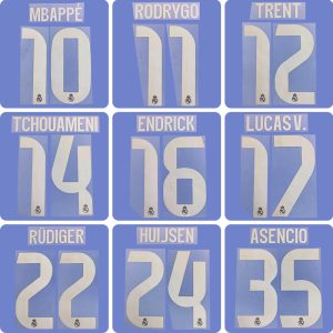 Football Idol Numbers 25-26 Real Madrid Away MBAPPE Football Jersey Number ASENCIO Team numbers and names ENDRICK