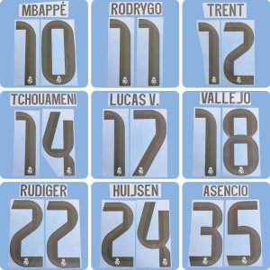 Football Idol Numbers 25-26 Real Madrid Home MBAPPE Football Jersey Number TRENT Team numbers and names RODRYGO