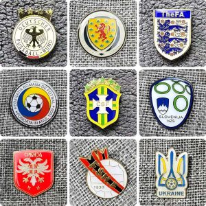 Germany Football Badge England Football Brooch Pendant Brazil Commemorative Badge Serbia
