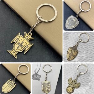 Portugal Football Keychain Italy Metal Football Pendant England Commemorative Pendant Russia