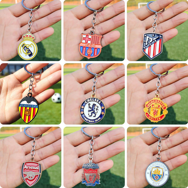 Real Madrid Football Keychain 2026 Barcelona Metal Football Pendant Chelsea Commemorative Paint Pendant Arsenal