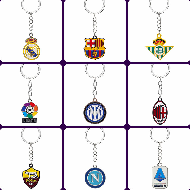 Real Madrid Football Keychain Barcelona Metal Football Pendant Inter Milan Commemorative Paint Pendant AC Milan