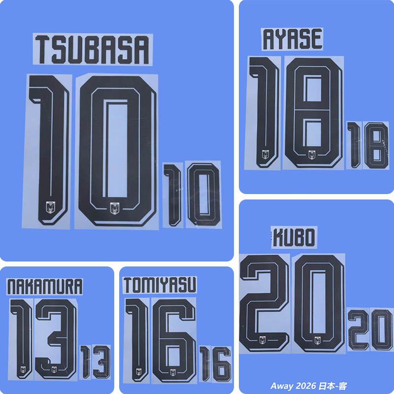 Football Idol Numbers 2026 Japan Away TSUBASA Football Jersey Number KUBO Team numbers and names