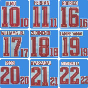 Football Idol Numbers 2026 Spain Away LAMINE YAMAL Football Jersey Number OLMO Team numbers and names