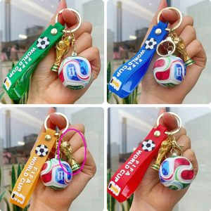 Football Keychain 2026 World Cup Football Pendant Mascot Commemorative Pendant World Cup Football (FIFA World Cup Trophy )