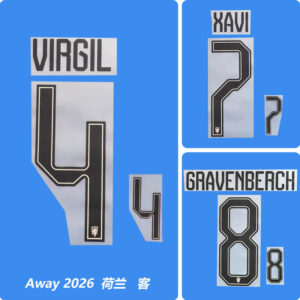 Football Idol Numbers 2026 Holanda Away VIRGIL Football Jersey Number XAVI Team numbers and names