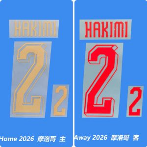 Football Idol Numbers 2026 Morocco Home HAKIMI Football Jersey Number