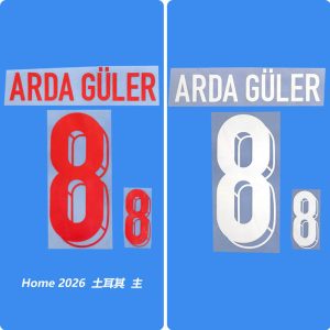 Football Idol Numbers 2026 Turkish Home ARDA GULER Football Jersey Number