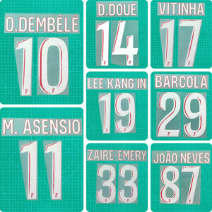 Football Idol Numbers 24-25 PSG Paris Home O.DEMBELE Football Jersey Number M.ASENSIO Team numbers and names JOAO NEVES