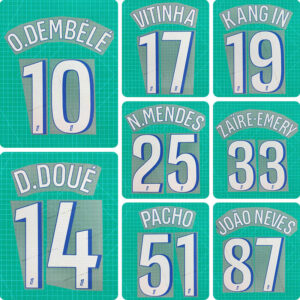 Football Idol Numbers 25-26 PSG Paris Away O.DEMBELE Football Jersey Number D.DOUE Team numbers and names KANG IN