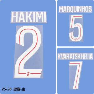 Football Idol Numbers 25-26 PSG Paris Home HAKIMI Football Jersey Number KVARATSKHELIA Team numbers and names