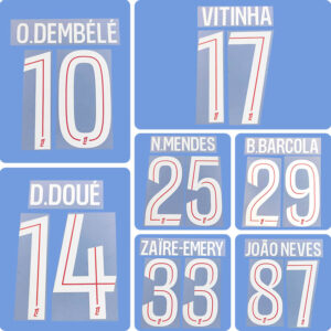 Football Idol Numbers 25-26 PSG Paris Home O.DEMBELE Football Jersey Number D.DOUE Team numbers and names VITINHA