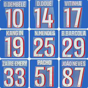 Football Idol Numbers 26-27 PSG Paris Home O.DEMBELE Football Jersey Number VITINHA Team numbers and names