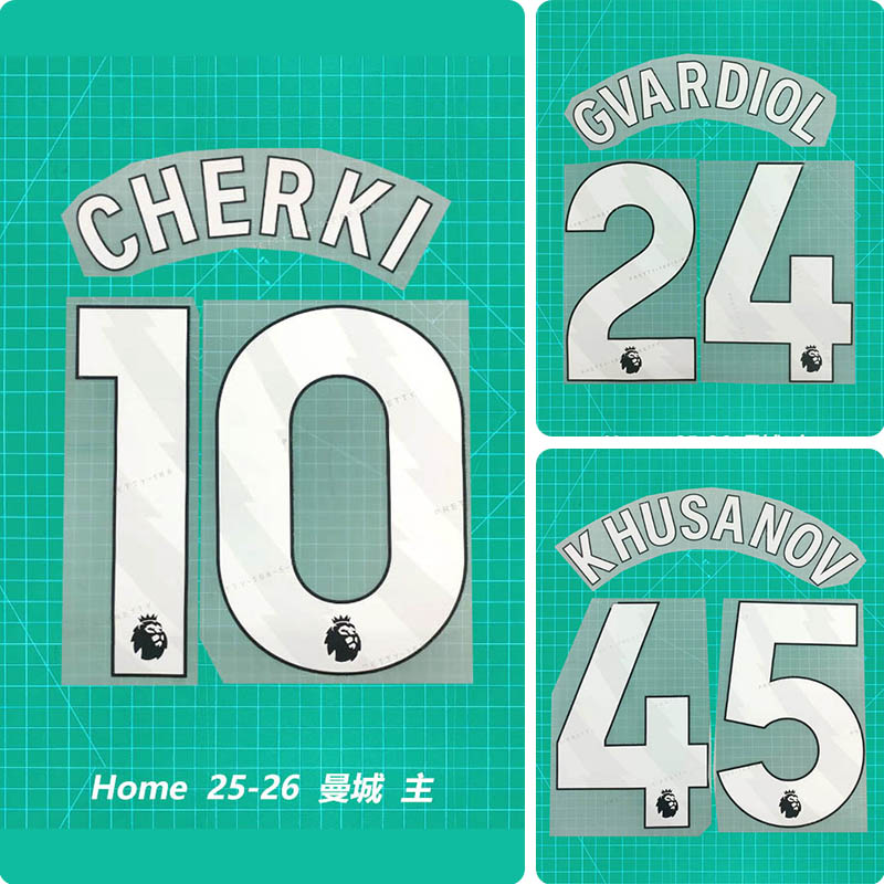 Football Idol Numbers 2025-26 Manchester City Home CHERKI Football Jersey Number GVARDIOL Team numbers and names