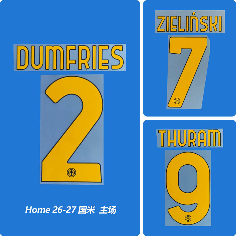 Football Idol Numbers 2026-27 Inter Milan Home DUMFRIES Football Jersey Number ZIELINSKI Team numbers and names THURAM