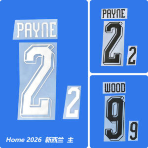 Football Idol Numbers 2026 new Zealand Home Football Jersey Number PAYNE Team numbers and names  WOOD