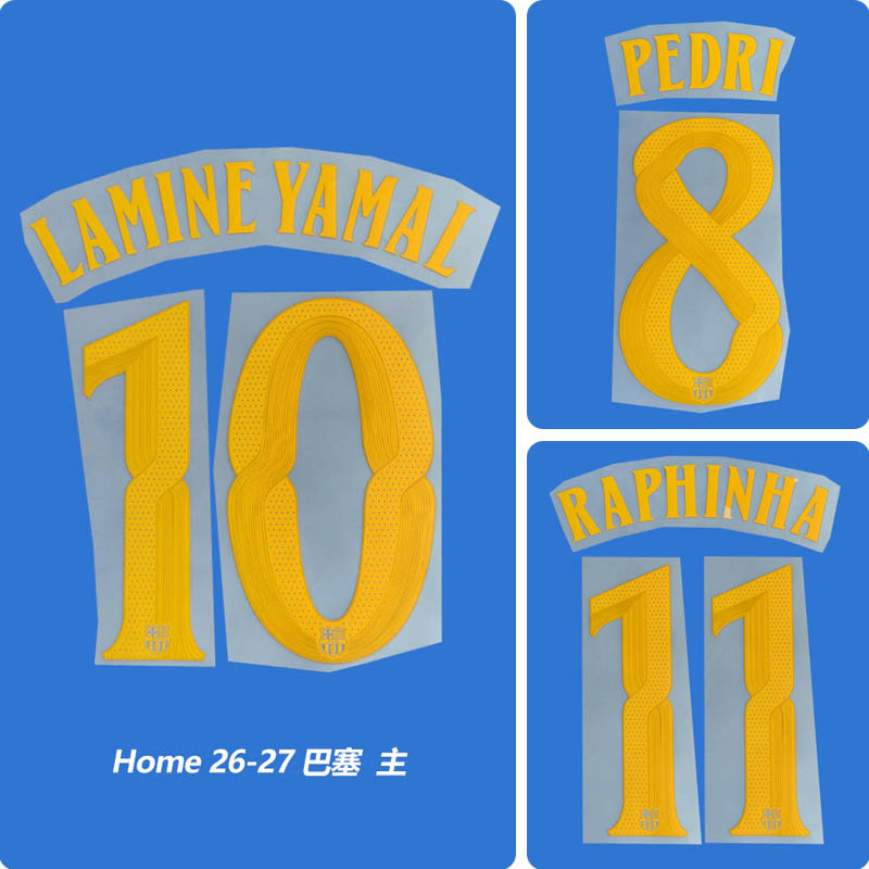 Football Idol Numbers 2026-27 Barcelona Home Football Jersey Number LAMINE YAMAL Team numbers and names RAPHINHA
