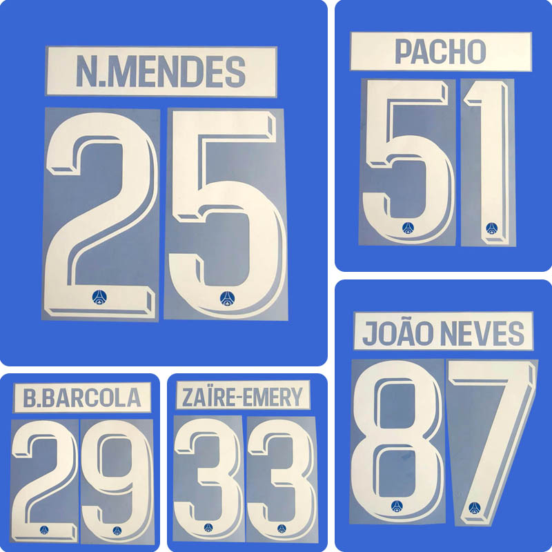 Football Idol Numbers 2026-27 PSG Paris Home Football Jersey Number N.MENDES Team numbers and names B.BARCOLA