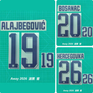 Football Idol Numbers 2026 World Cup Bosnia Herzegovina Away Football Jersey Number BOSANAC Team numbers and names HERCEGOVKA